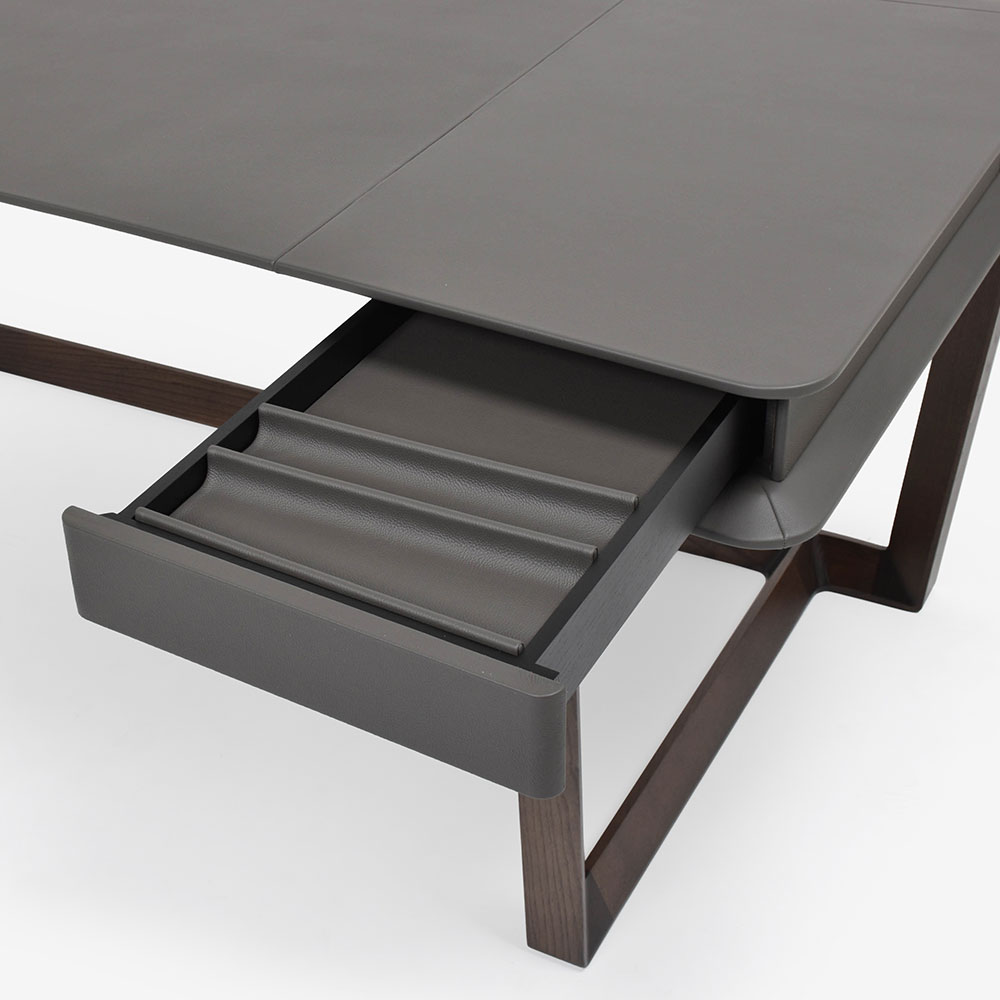 PoltronaFrau（ポルトローナ・フラウ）デスク「Peek-a-Book ピーカブック」幅183cm アッシュ材セピア色 革#CS28