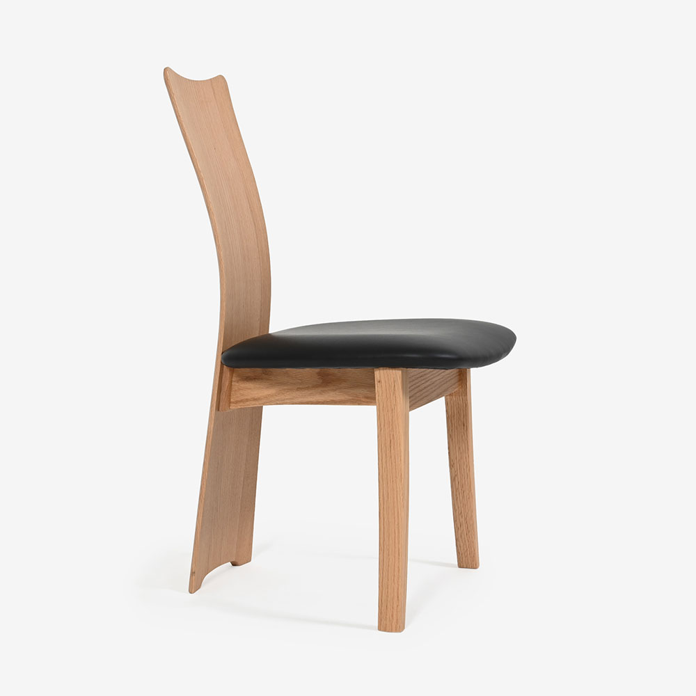 ダイニングチェア「フォルム2 OICL-201 WO」レッドオーク材WO色 合成皮革L-2450