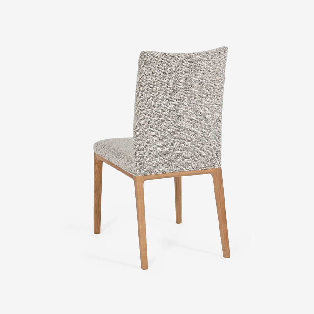 ダイニングチェア「エリス」オーク材 ホワイトオーク色 布ライトグレー色