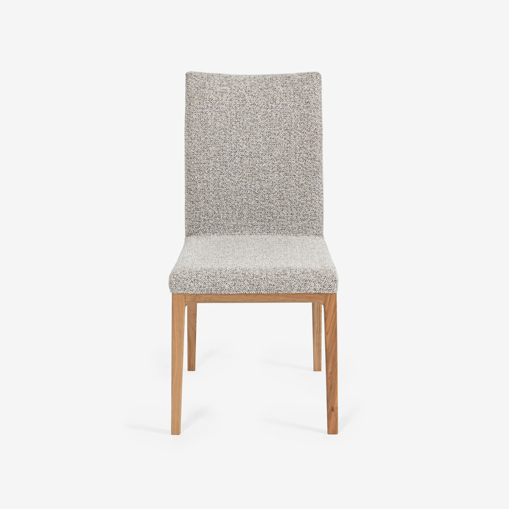 ダイニングチェア「エリス」オーク材 ホワイトオーク色 布ライトグレー色