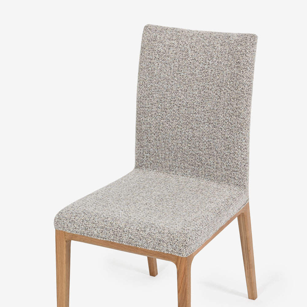 ダイニングチェア「エリス」オーク材 ホワイトオーク色 布ライトグレー色