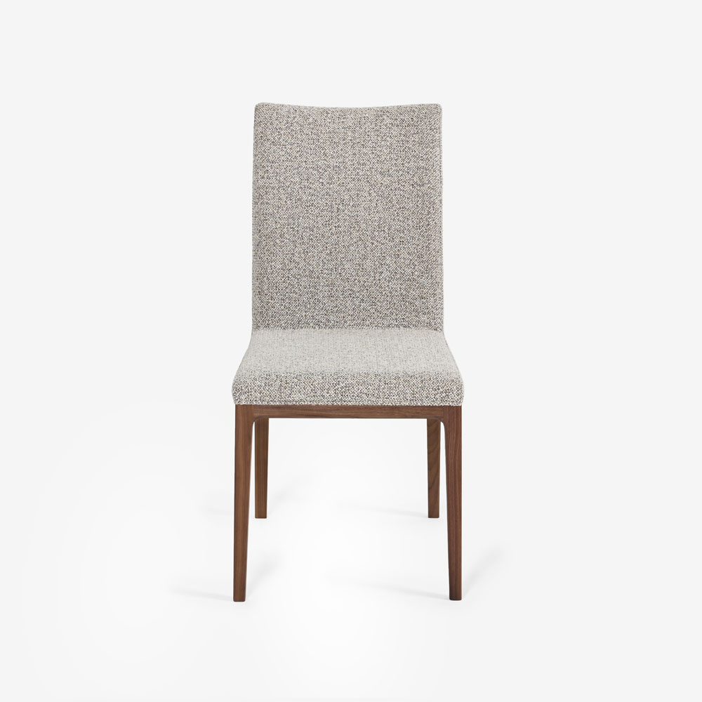 ダイニングチェア「エリス」ウォールナット材 ウォールナット色 布ライトグレー色