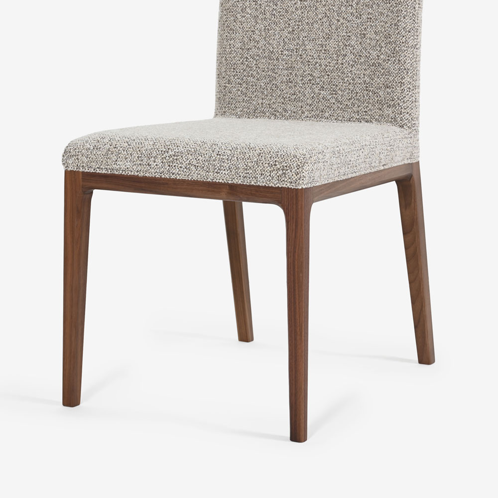 ダイニングチェア「エリス」ウォールナット材 ウォールナット色 布ライトグレー色