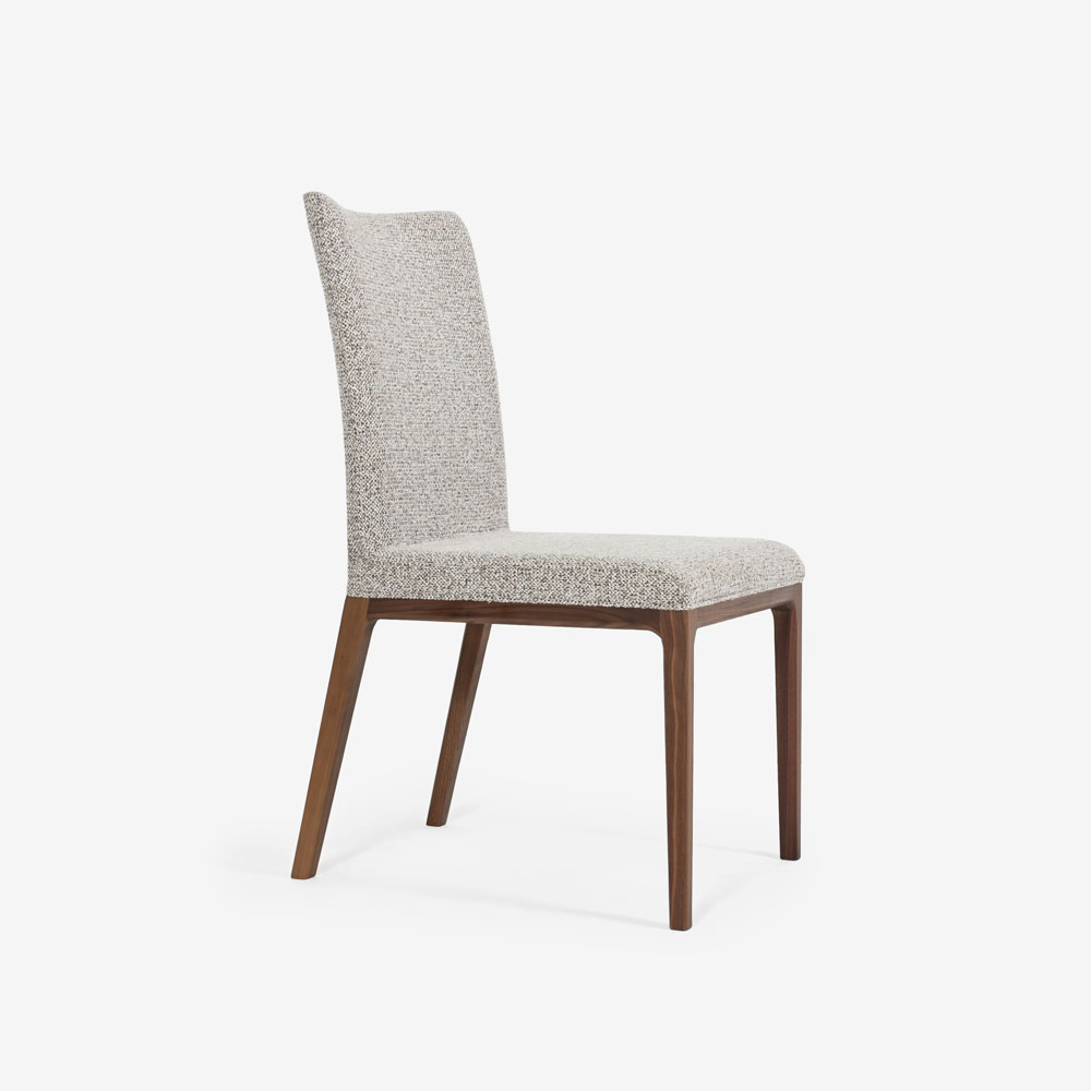 ダイニングチェア「エリス」ウォールナット材 ウォールナット色 布ライトグレー色
