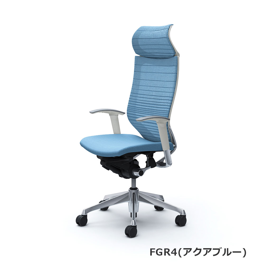 「バロンチェア CP87BW-FGR」エクストラハイバック 固定ヘッドレスト 座面/クッション 背/グラデーションサポートメッシュ フレーム/ポリッシュ ボディーカラー/ホワイト アジャストアーム 張地全6色【受注生産品】okamura(オカムラ)