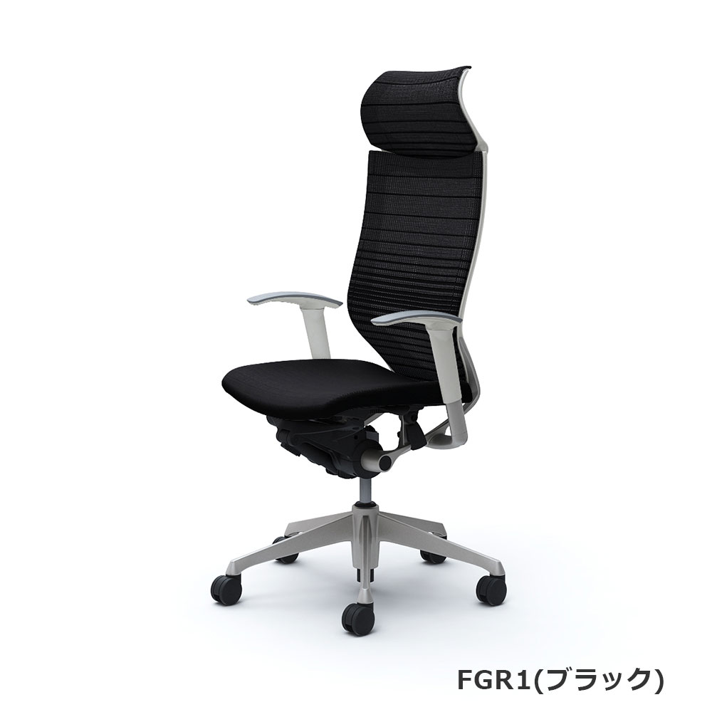 「バロンチェア CP87DW-FGR」エクストラハイバック 固定ヘッドレスト 座面/クッション 背/グラデーションサポートメッシュ フレーム/シルバー ボディーカラー/ホワイト アジャストアーム 張地全6色【受注生産品】okamura(オカムラ)