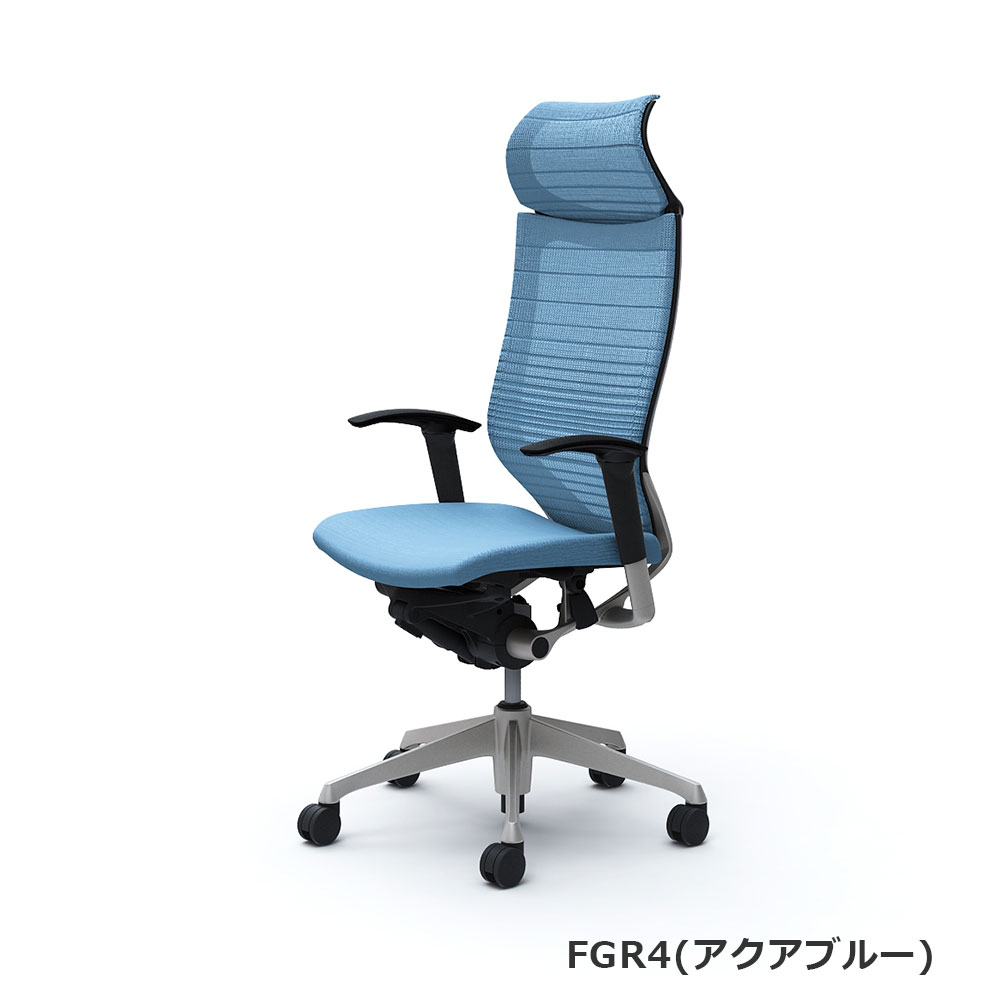 「バロンチェア CP87DR-FGR」エクストラハイバック 固定ヘッドレスト 座面/クッション 背/グラデーションサポートメッシュ フレーム/シルバー ボディーカラー/ブラック アジャストアーム 張地全6色【受注生産品】okamura(オカムラ)