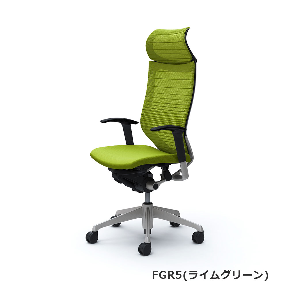 「バロンチェア CP87DR-FGR」エクストラハイバック 固定ヘッドレスト 座面/クッション 背/グラデーションサポートメッシュ フレーム/シルバー ボディーカラー/ブラック アジャストアーム 張地全6色【受注生産品】okamura(オカムラ)