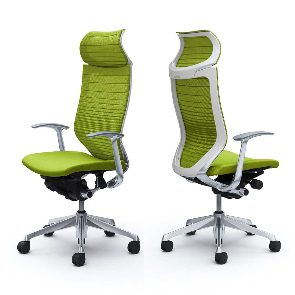 「バロンチェア CP47BW-FGR」エクストラハイバック 固定ヘッドレスト 座面/クッション 背/グラデーションサポートメッシュ フレーム/ポリッシュ ボディーカラー/ホワイト デザインアーム 張地全6色【受注生産品】okamura(オカムラ)