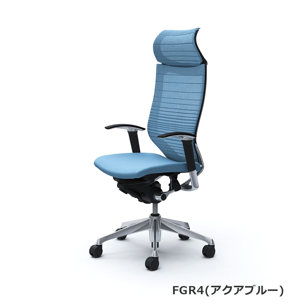 「バロンチェア CP87BR-FGR」エクストラハイバック 固定ヘッドレスト 座面/クッション 背/グラデーションサポートメッシュ フレーム/ポリッシュ ボディーカラー/ブラック アジャストアーム 張地全6色【受注生産品】okamura(オカムラ)
