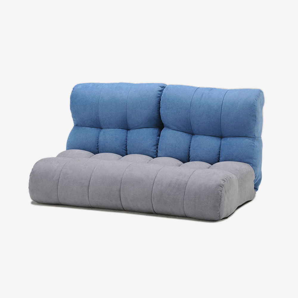 フロアソファ 座椅子「ピグレットJr ノルディック 2P」ブルー色/グレー色
