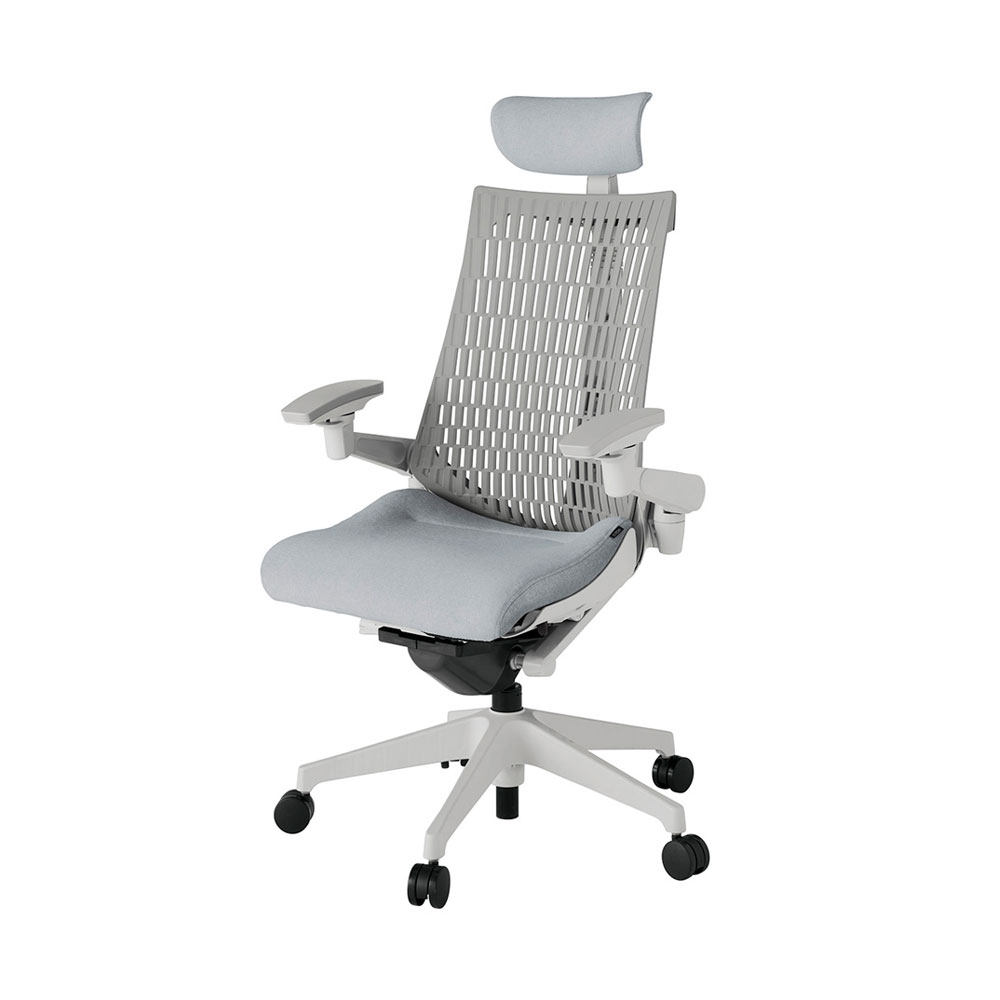 デスクチェア「アクト2 KJ447SAEMGNT7T6」アジャスタブル肘 ヘッドレスト付き ベースカラー/ライトグレー 張地/ホワイトグレー【受注生産品】【イトーキ 冬のボーナスキャンペーン 12月22日(月)16時まで10%OFF】