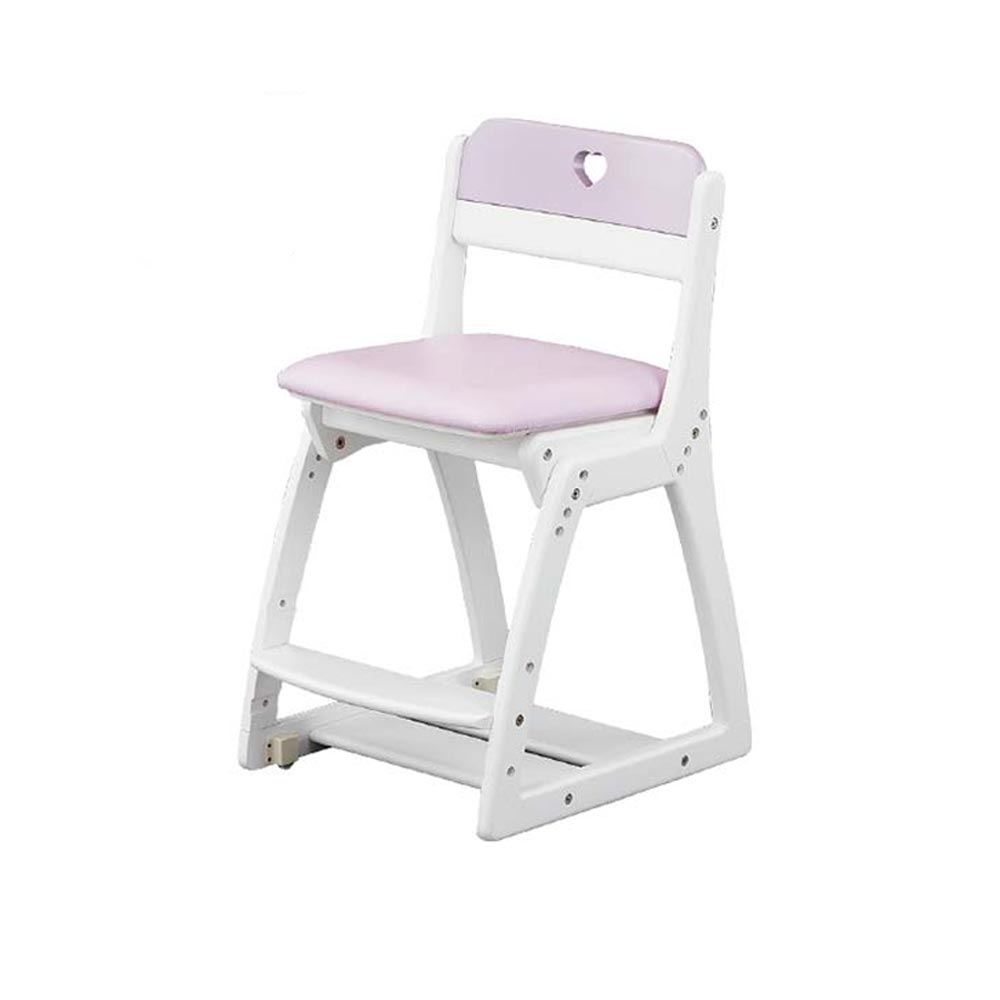 木製椅子「キュートガール・チェア WCG-22WHVL」張地：PVCパープル 木部：ホワイト
