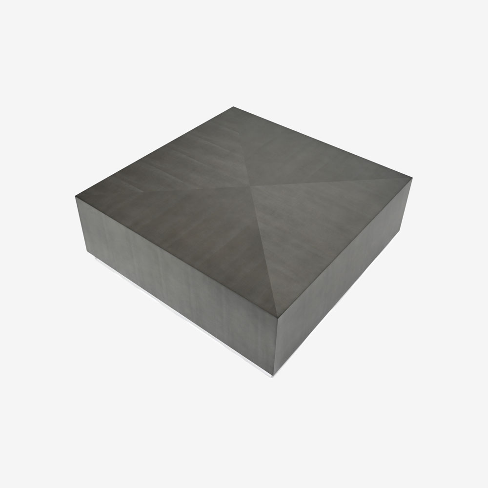 センターテーブル「デコレ2」バスウッド材シルバーブラック色 艶消し 正方形 幅100cm【受注生産品】