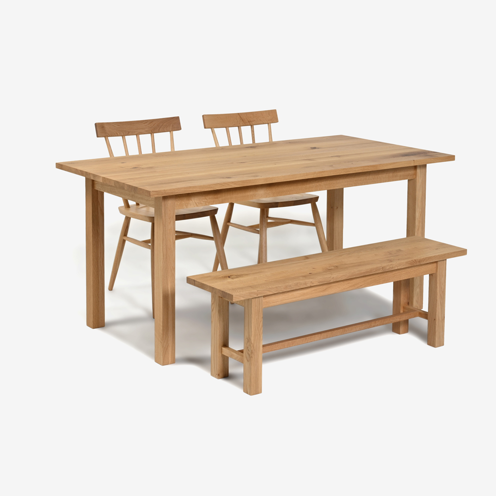 ダイニングセット「ロビンB」（テーブル+ベンチ+チェア）ナラ材 テーブル3サイズ