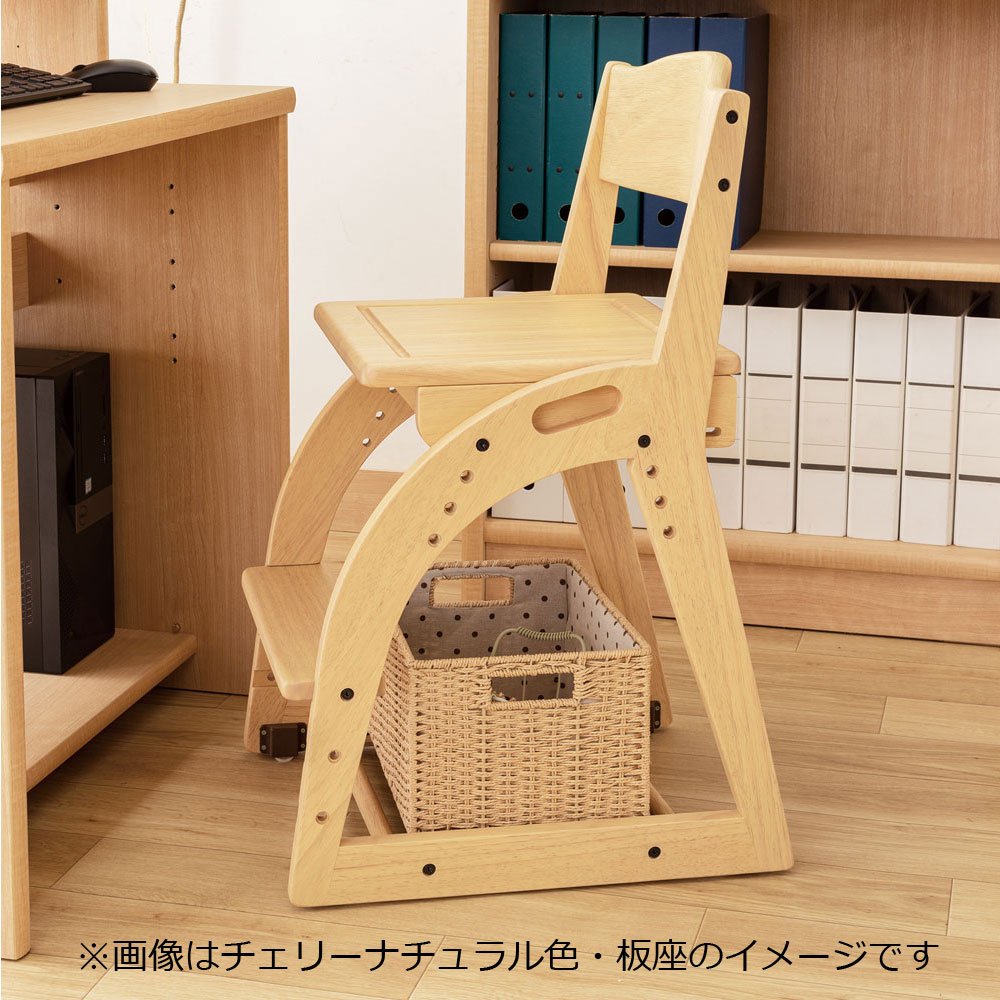 小島工芸　木製椅子「コメット」座面PVCブラウン色／チェリーナチュラル色