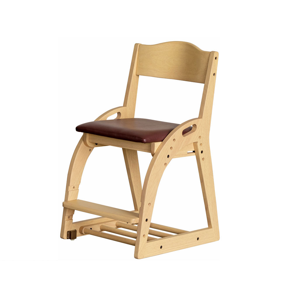 小島工芸　木製椅子「コメット」座面PVCブラウン色／チェリーナチュラル色