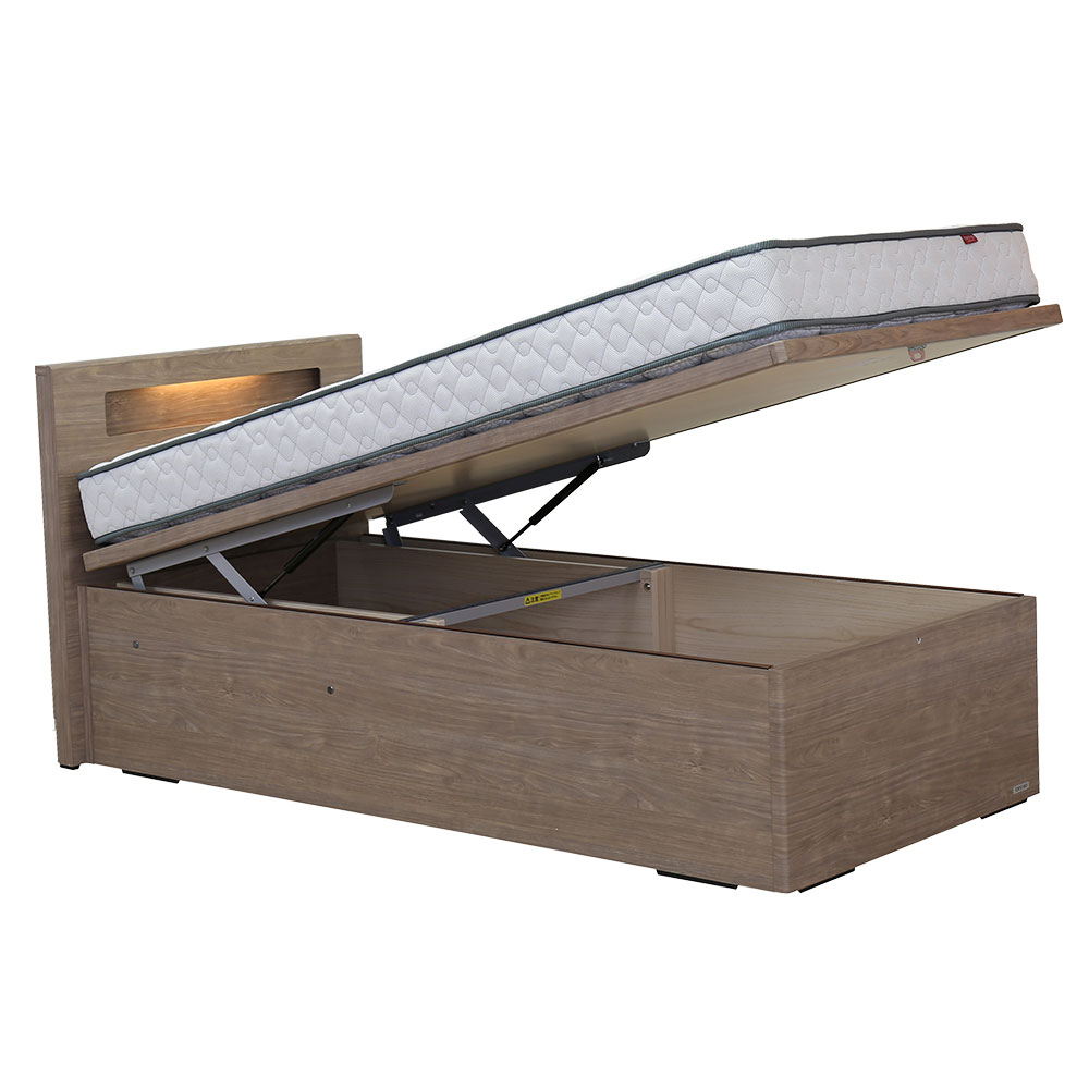 ベッドフレーム「ログフォームC」縦型収納（跳ね上げ式）タイプ 床板面高450ｍｍ 全3色