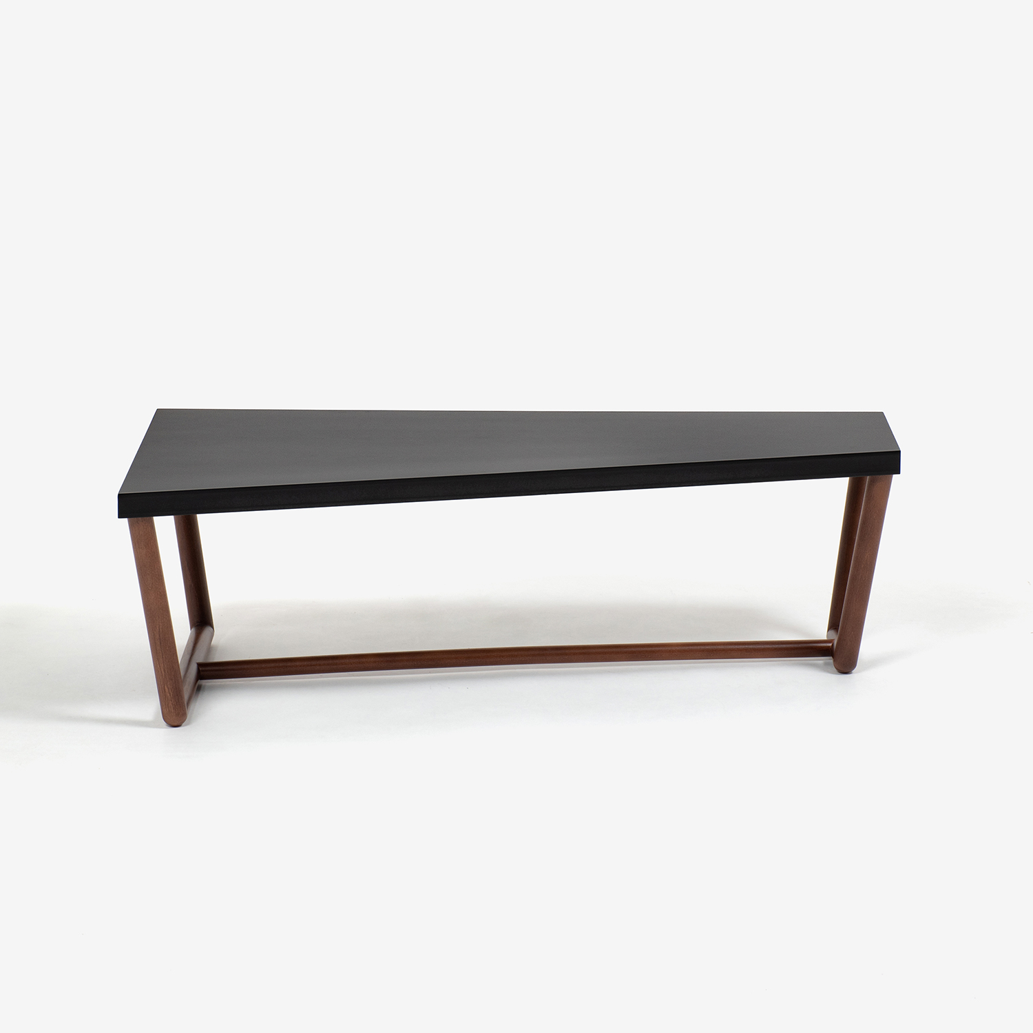 秋田木工 センターテーブル「KODトラペツィオ」 ナラ材ブラック/ウォールナット色