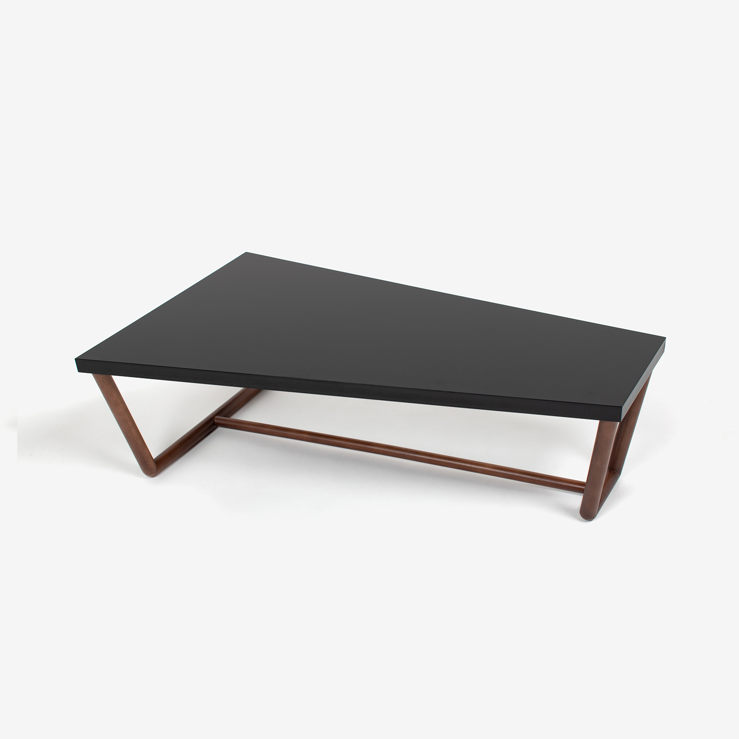 秋田木工 センターテーブル「KODトラペツィオ」 ナラ材ブラック/ウォールナット色