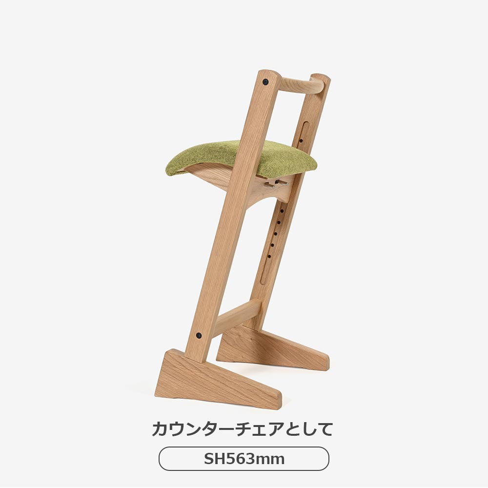 匠工芸 スツール「PARROT CHAIR パロットチェア」オーク材 布#F1Vesper GR色【受注生産品】
