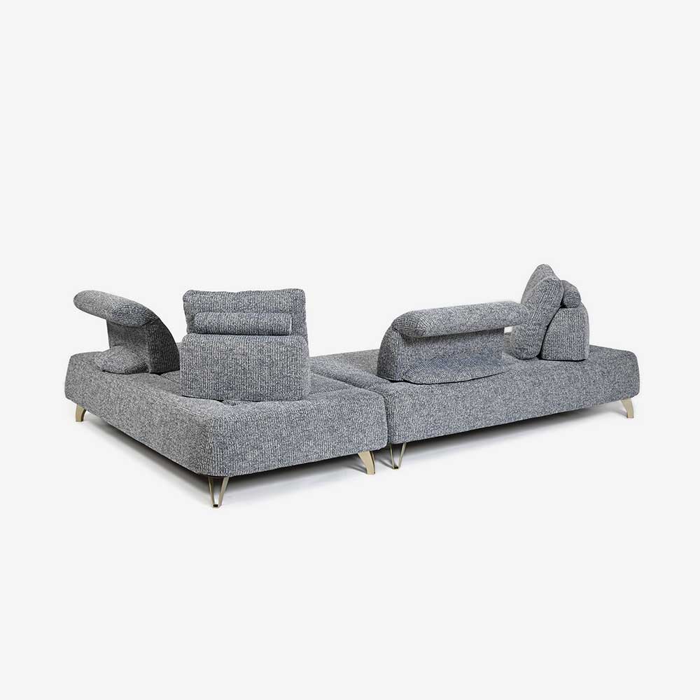 コーナーソファ8点セット「ミラージュNM/SD」 ソファベース向って左肘 シェーズロング向かって右肘 カバーリング仕様 張地#布B MNR81 ブルー色 金属脚【受注生産品】