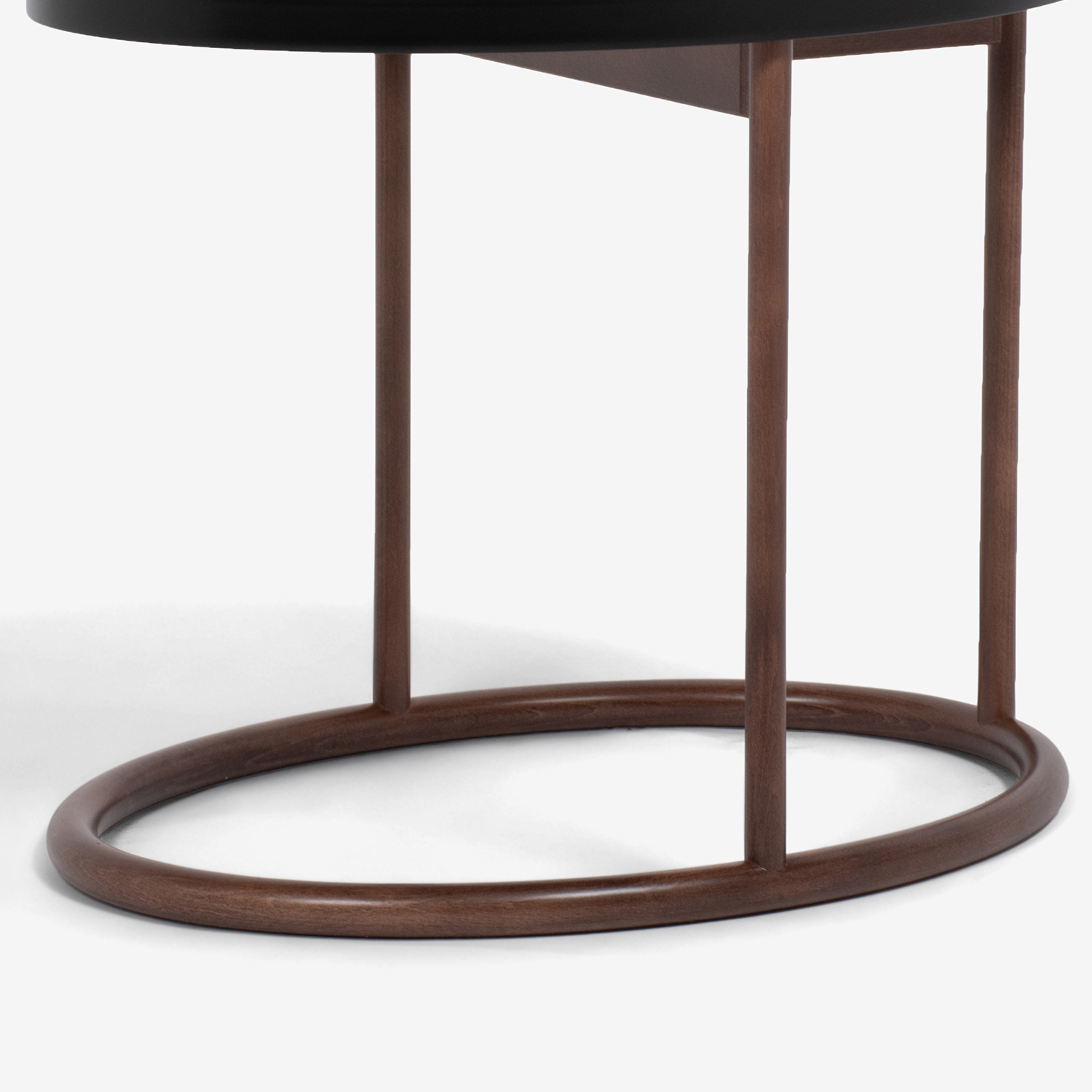 サイドテーブル楕円 「KODエリッセ」天板ブラック色/フレームウォールナット色