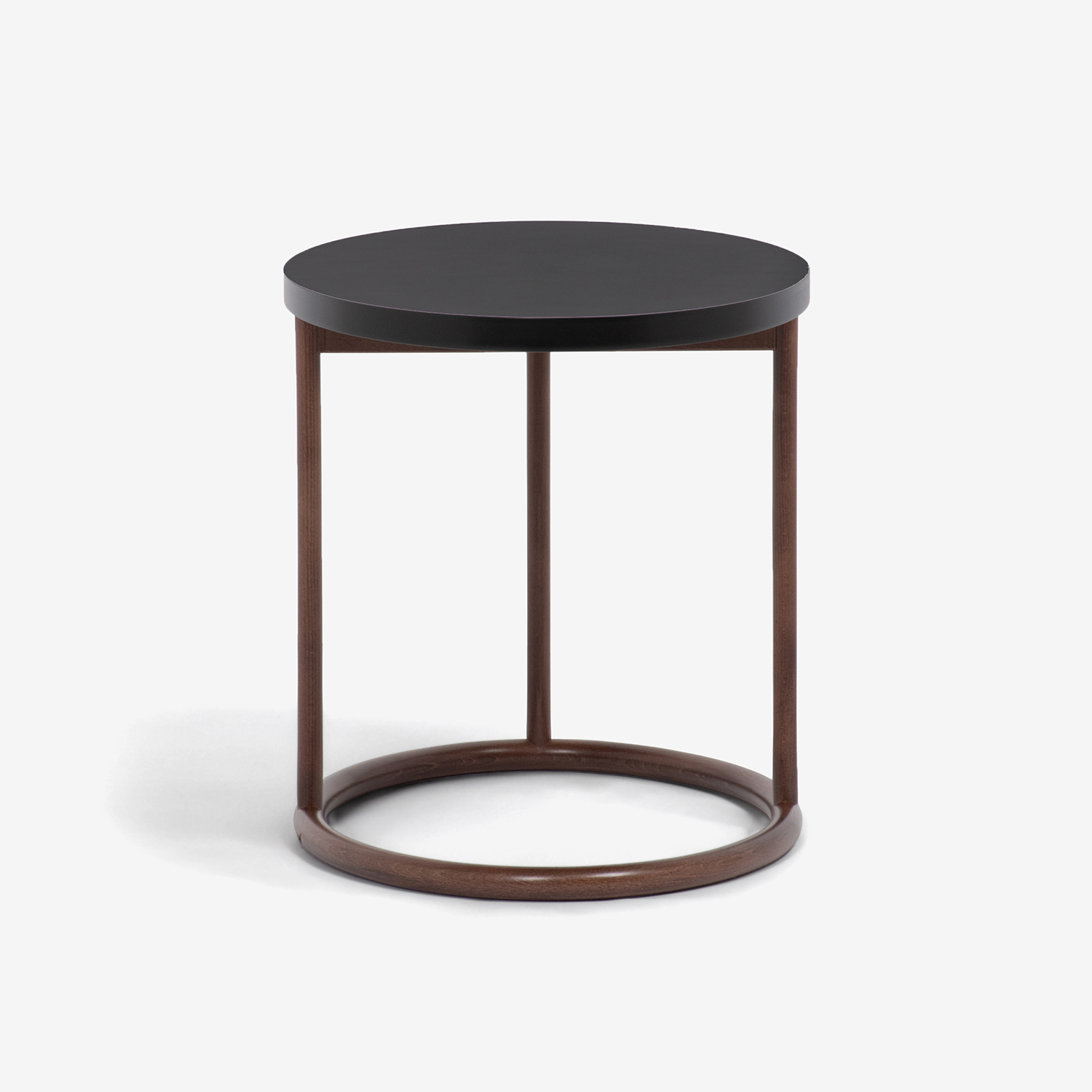 サイドテーブル楕円 「KODエリッセ」天板ブラック色/フレームウォールナット色