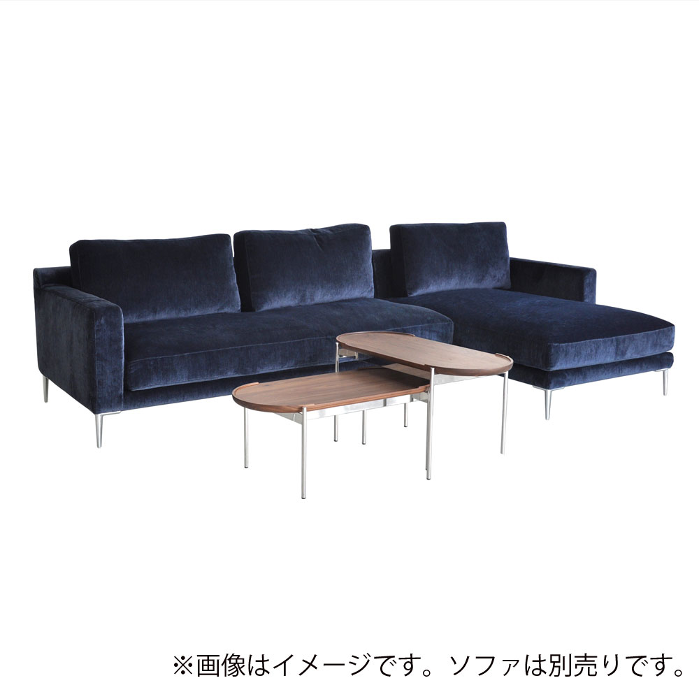 Abitamoda （アビタモーダ）センターテーブル「NINA（ニナ）」天板：ウォールナット材/脚部：シルバー色 高さ2タイプ【受注生産品】