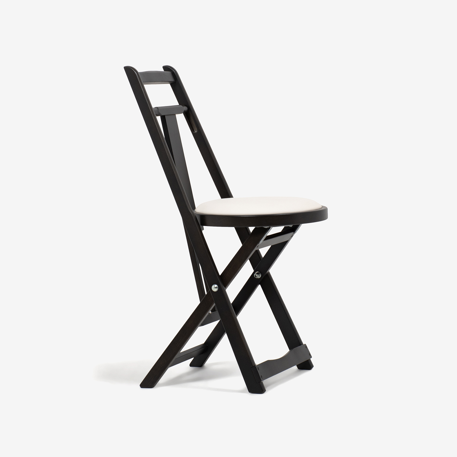 折りたたみ椅子「KC-1」木部ブナ材ダークブラウン色 座PVCアイボリー色