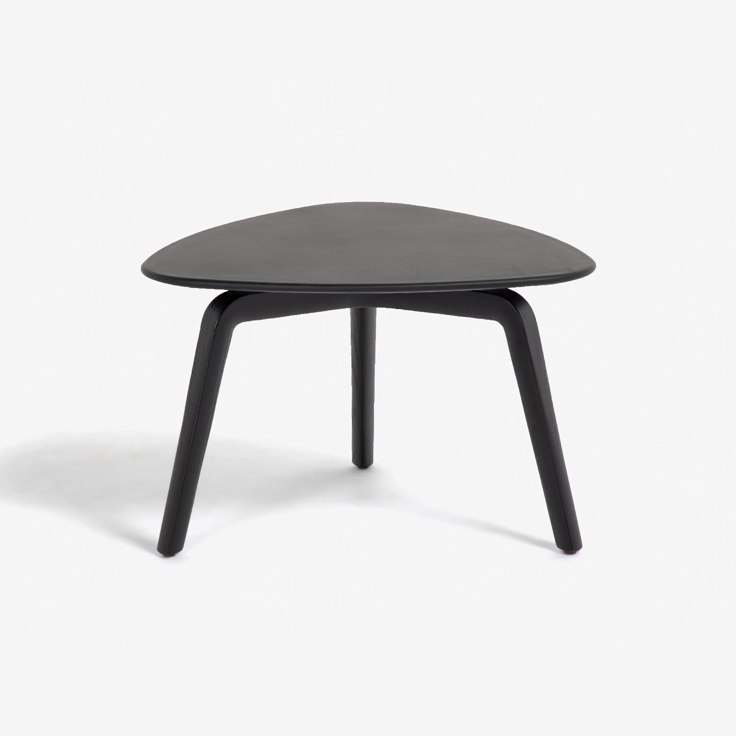 PoltronaFrau（ポルトローナ・フラウ）サイドテーブル 「フィオリーレ ロータイプ」アッシュ材ダークブラウン色 天板革ブラック色