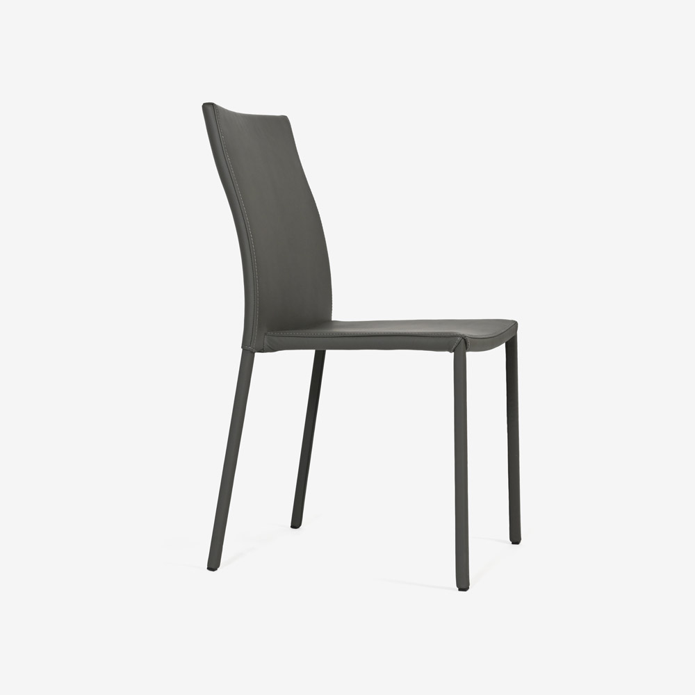 ligne roset（リーン・ロゼ）ダイニングチェア「ロゼスリム」革グレー【受注生産品】