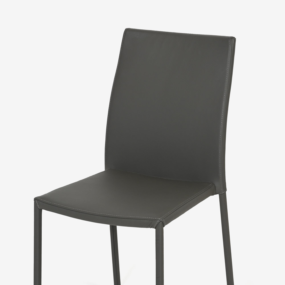 ligne roset（リーン・ロゼ）ダイニングチェア「ロゼスリム」革グレー【受注生産品】