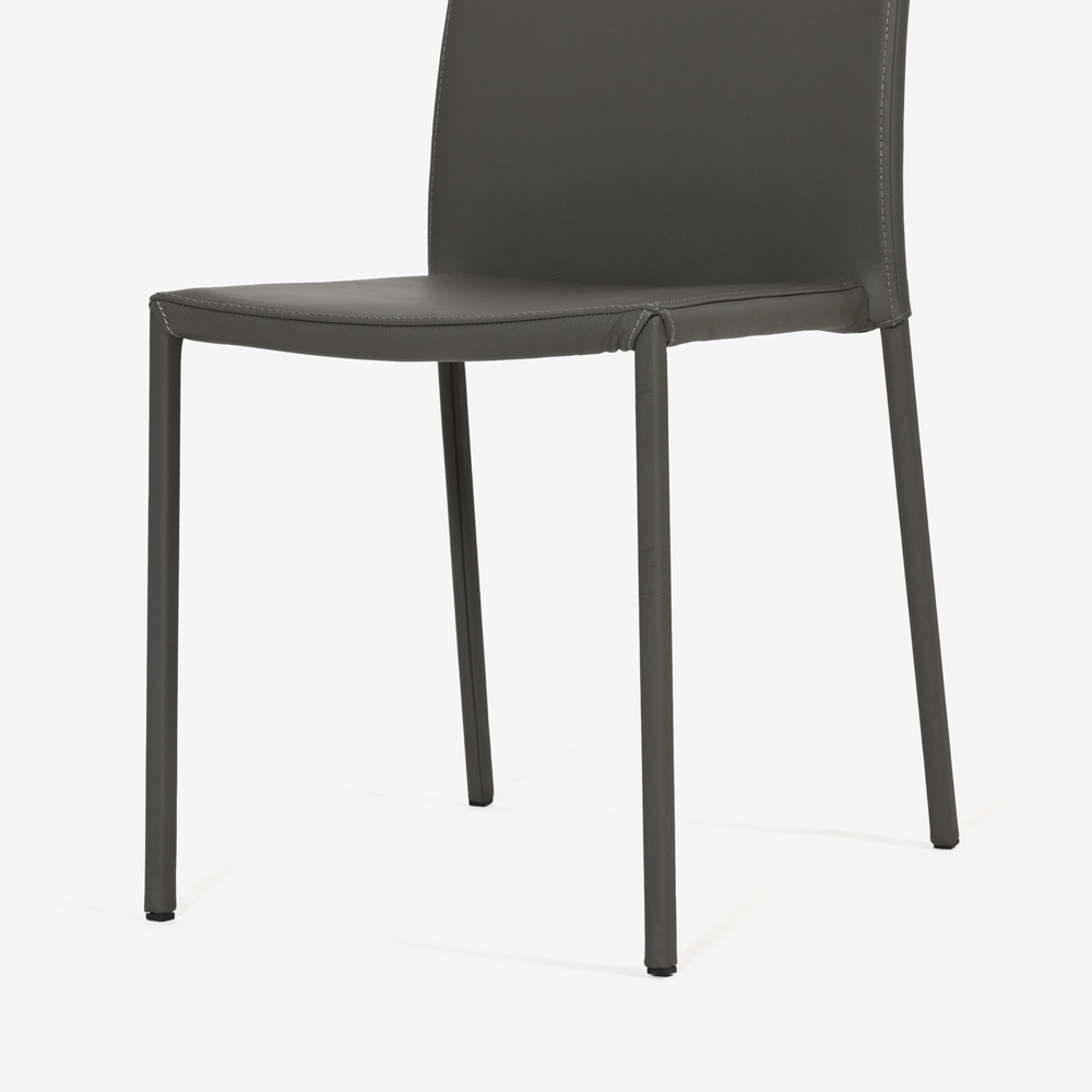 ligne roset（リーン・ロゼ）ダイニングチェア「ロゼスリム」革グレー【受注生産品】