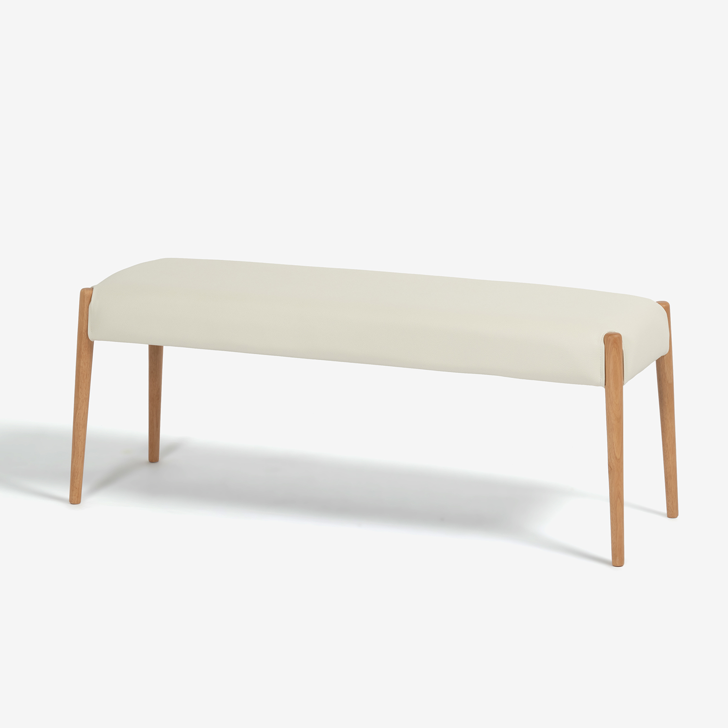 ベンチ「ユノ3A」幅110cm ホワイトオーク色　座面PVCアイボリー　布カバー全9色【セール対象品のため5%OFF】