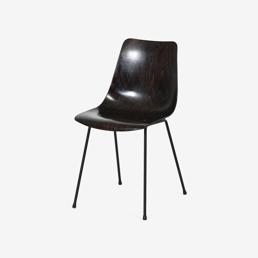 ligne roset（リーン・ロゼ）ダイニングチェア「ロゼシーエム131」ダークブラウン色 脚スチール【受注生産品】【次回入荷未定】