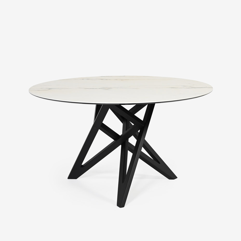 ligne roset（リーン・ロゼ）ダイニングテーブル「ロゼエンネア」セラミック天板 円形 脚ブラック 直径130cm【受注生産品】