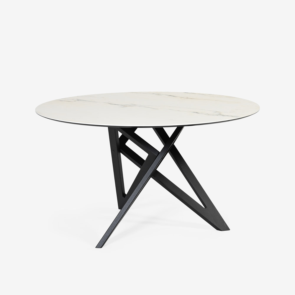 ligne roset（リーン・ロゼ）ダイニングテーブル「ロゼエンネア」セラミック天板 円形 脚ブラック 直径130cm【受注生産品】