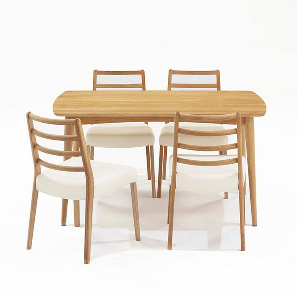 ダイニングセット「シネマ3」オーク材ホワイトオーク色 テーブル3サイズ 座面PVC2色【セール対象品のため10%OFF】
