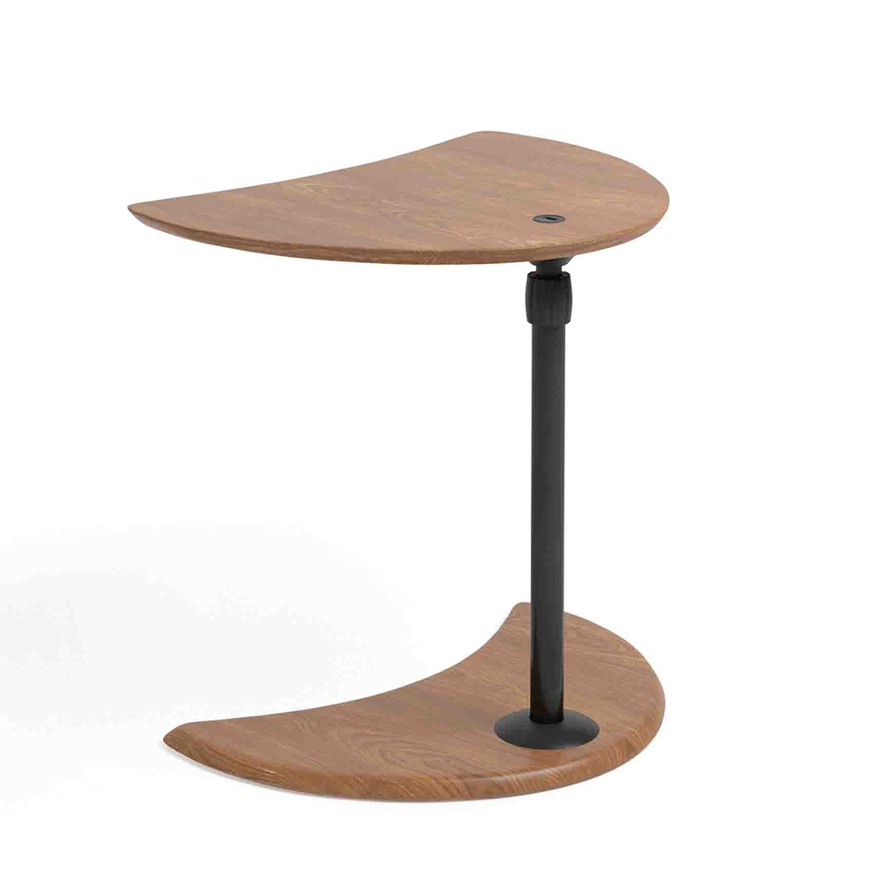 サイドテーブル「USBテーブルA」ウォールナット色 支柱ブラック