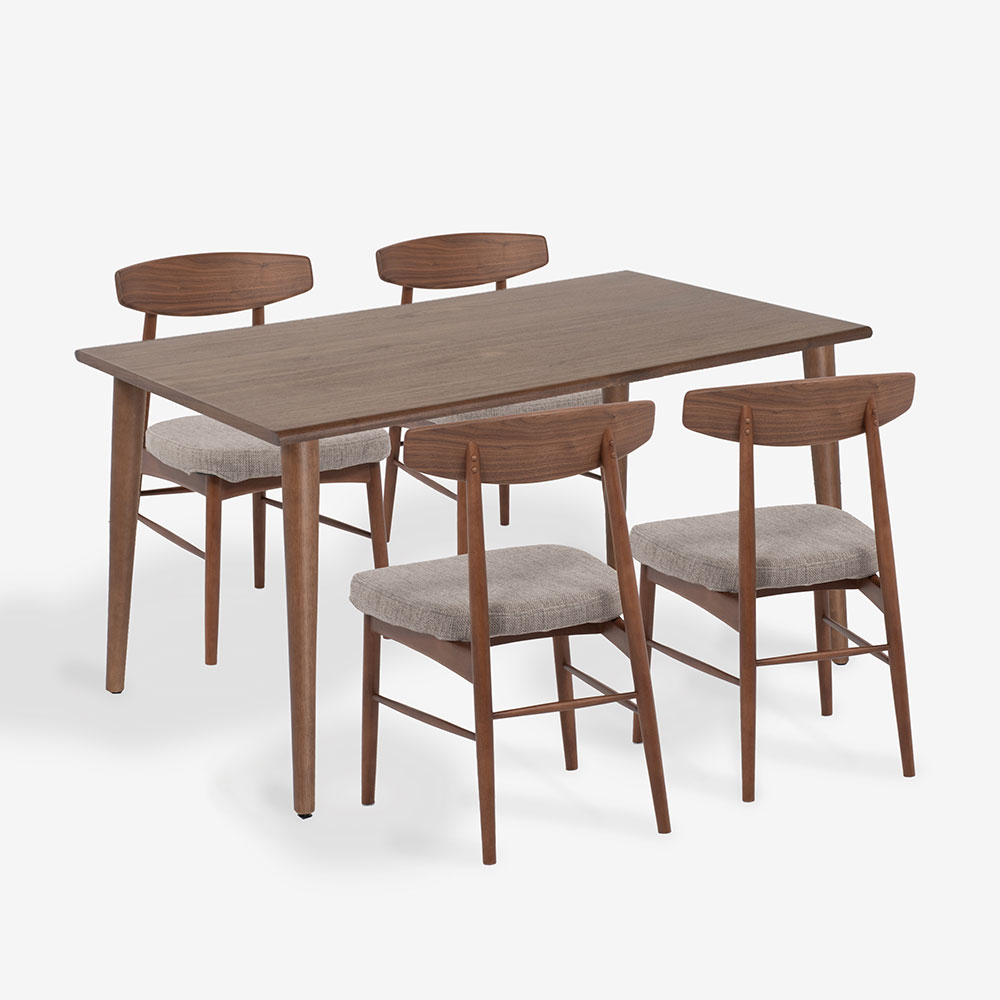 ダイニングセット「ユノ3」ウォールナット材 座面PVCブラック/布カバー全9色 テーブル全3サイズ【セール対象品のため8%OFF】