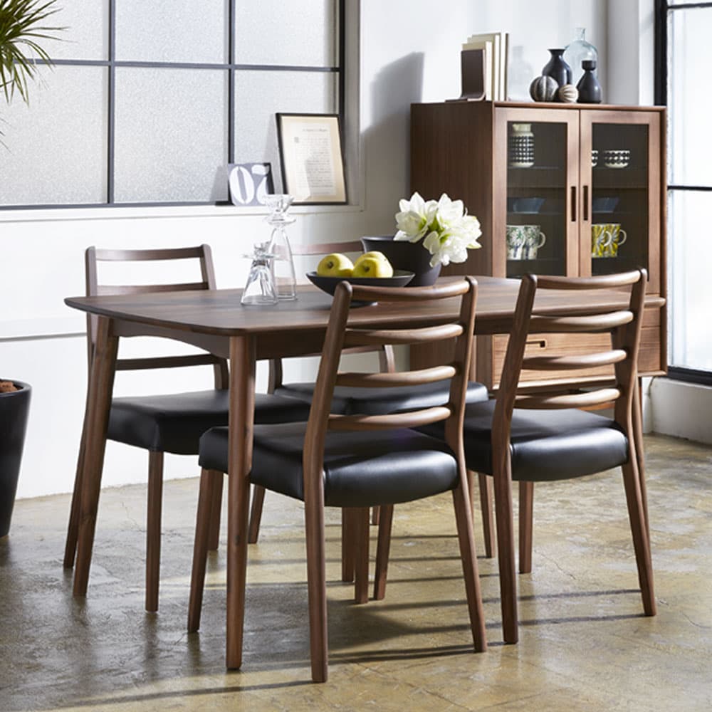 ダイニングセット「シネマ2」ウォールナット材 テーブル3サイズ 座面PVC2色【セール対象品のため10%OFF】