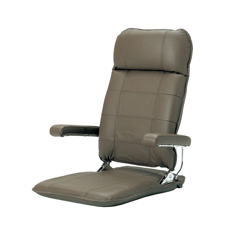 座椅子「MF」 革/一部合成皮革 ブラウン色