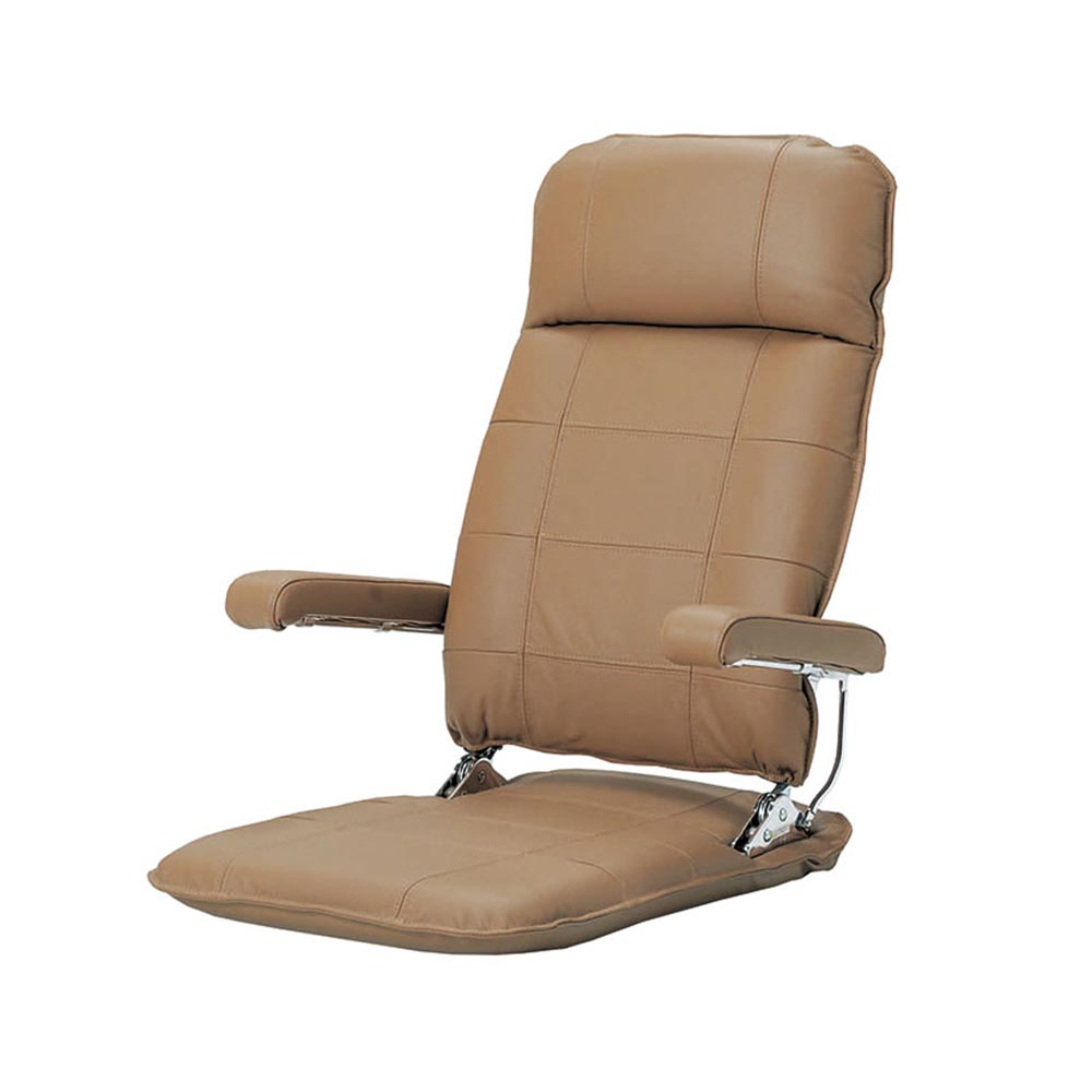 座椅子「MF」 革/一部合成皮革 ライトブラウン色