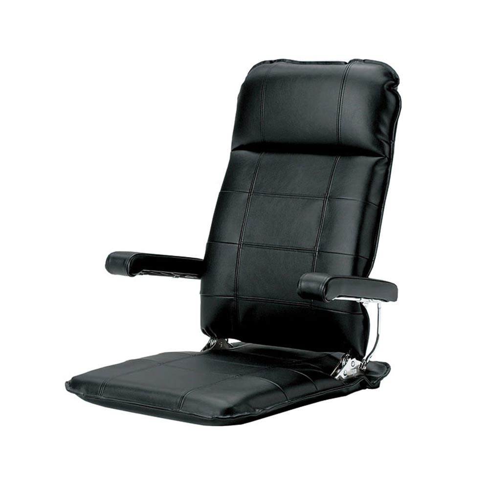 座椅子「MF」 革/一部合成皮革 ブラック色
