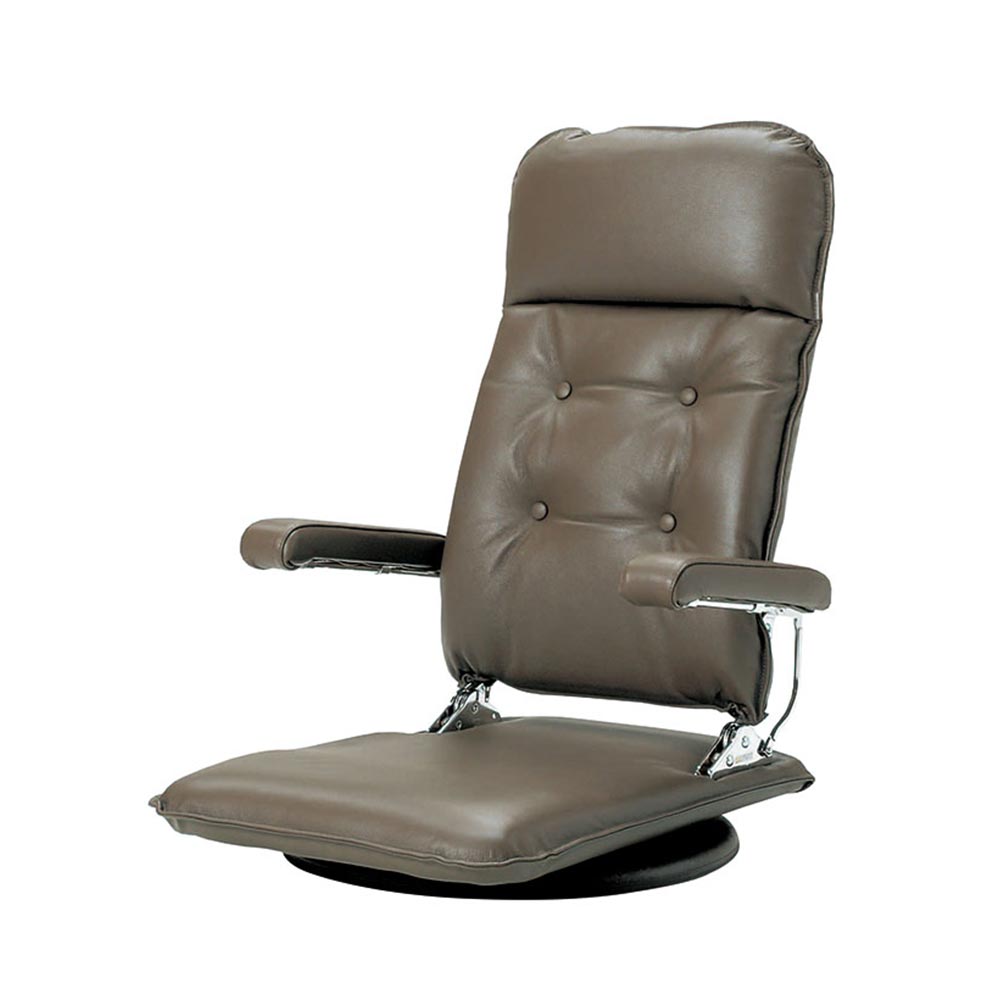 座椅子「MFR」回転式 半革 ブラウン色