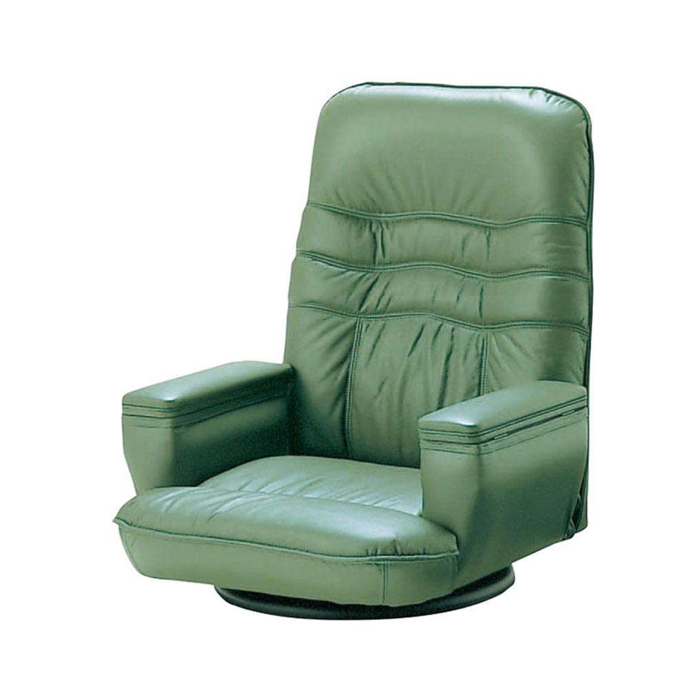 座椅子「SPR」回転式 半革 グリーン色