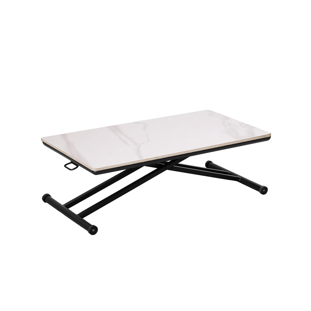 昇降式テーブル「グラナダ2」セラミック天板 幅110cm シャインホワイト色