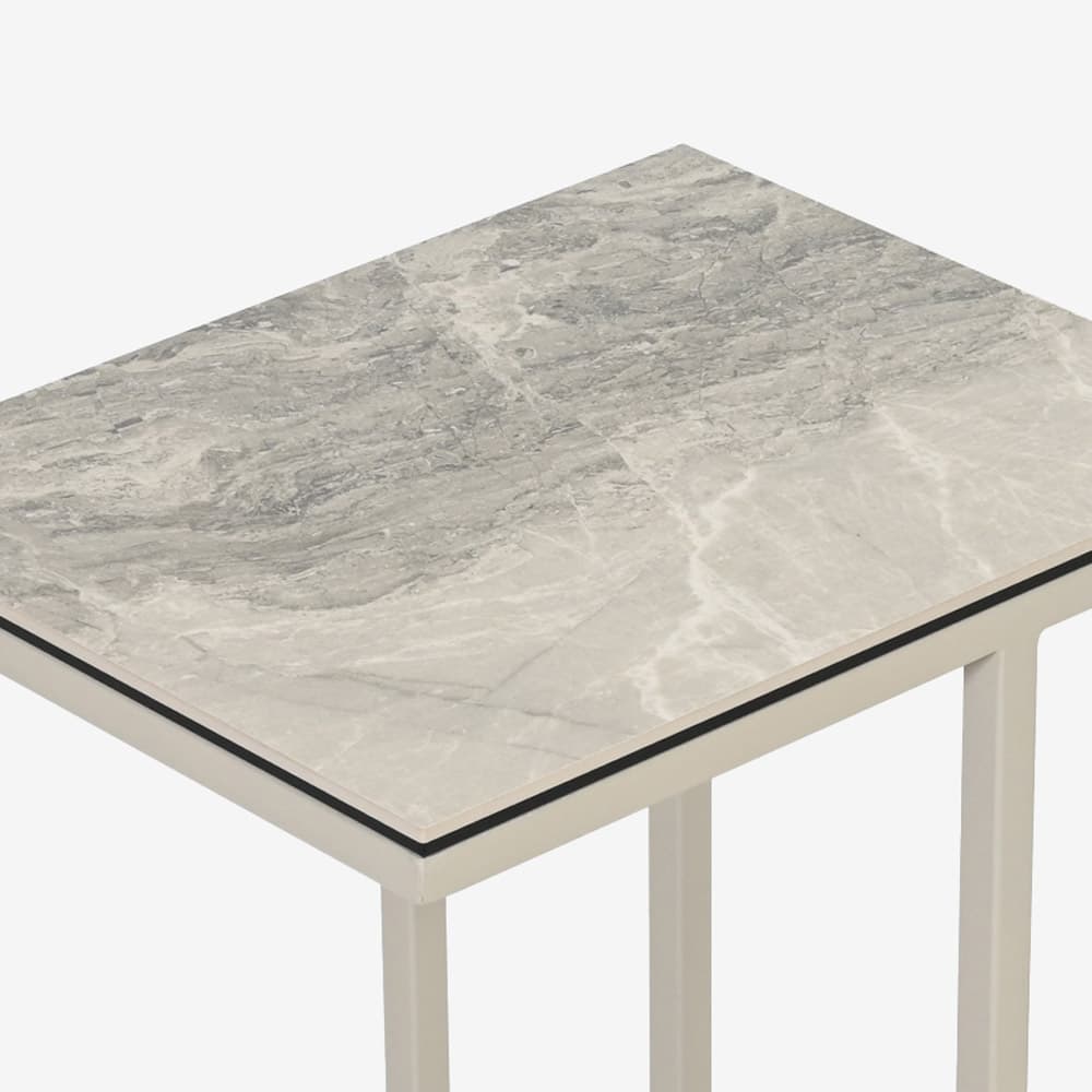 サイドテーブル「アスティ」セラミック天板 アーバンホワイト色