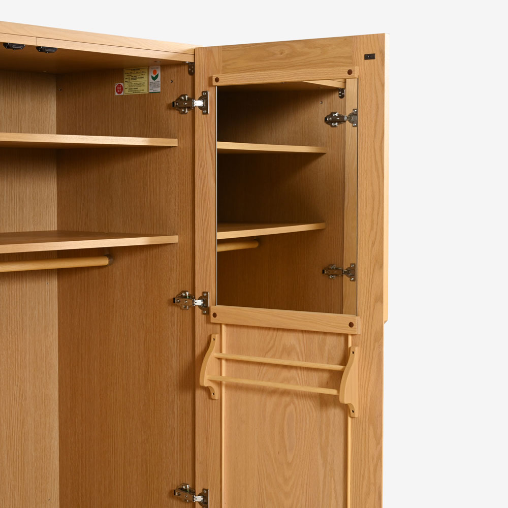 ワードローブ「シナモン 1050」幅104.8cm レッドオーク材 ホワイトオーク色【セール対象品のため5%OFF】